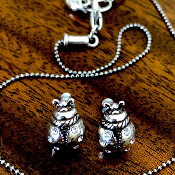 HTF Brighton retired Swarovski crystal ladybug necklace and earrings - Picture 3 of 15